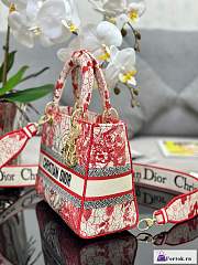 Fortok Dior Lady D-Lite Heart-Shaped Red Dioramour Embroidery Bag M0565 24x20x11cm - 6