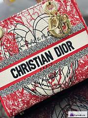 Fortok Dior Lady D-Lite Heart-Shaped Red Dioramour Embroidery Bag M0565 24x20x11cm - 4