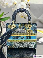Fortok Dior Lady D-Lite Bag Constellation Embroidery Blue M0565 24x20x11cm - 1