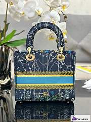 Fortok Dior Lady D-Lite Bag Constellation Embroidery Blue M0565 24x20x11cm - 4