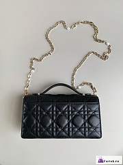 Fortok Dior Miss Mini Bag Latte Cannage Lambskin Black 21×11.5×4.5cm - 4