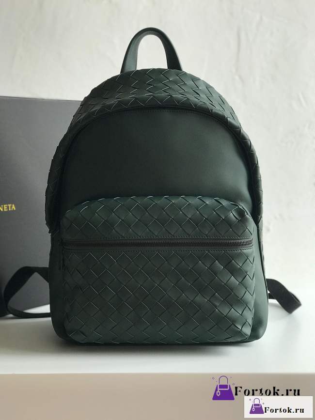 Fortok Bottega Veneta Intreciatto Backpack Green 41x28.5x16cm - 1