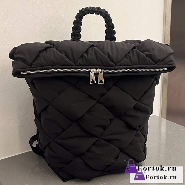 Fortok Bottega Veneta Black Padded Tech Cassette Backpack 40x26x23cm - 1