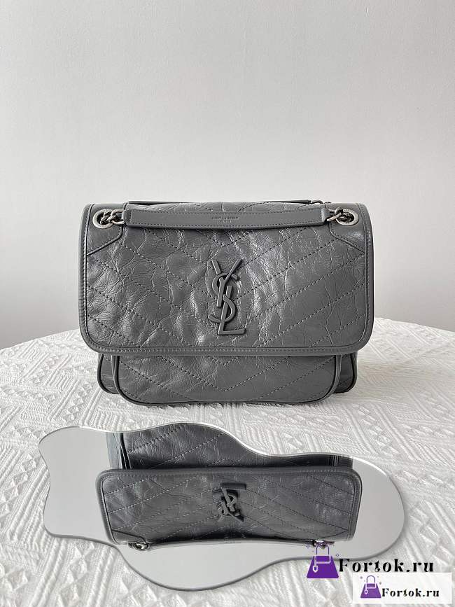 Fortok Saint Laurent Niki Shoulder Bag Grey 28x20x8.5cm - 1