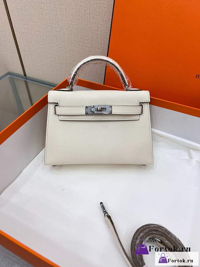 Fortok Hermes Kelly Mini Bag White 19cm - 1