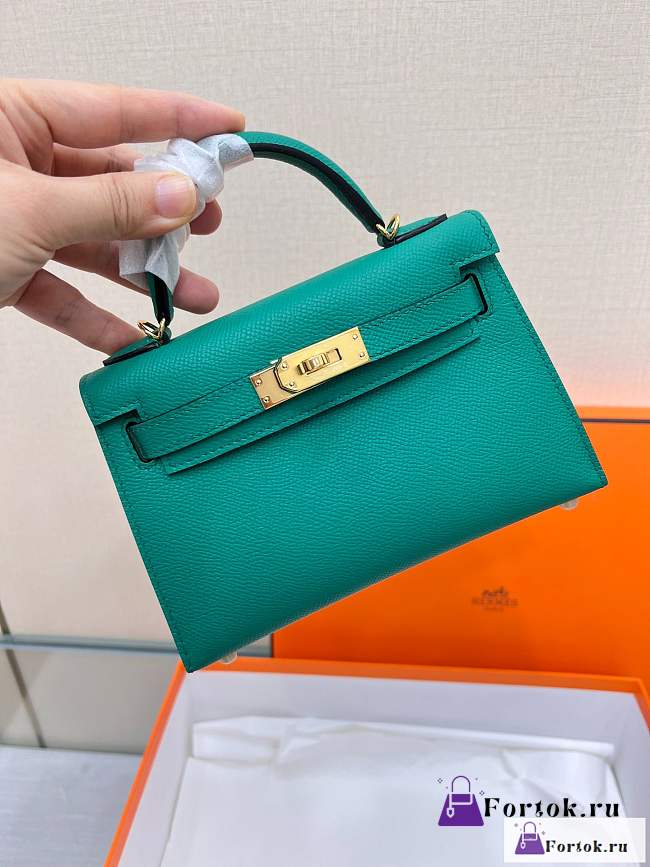 Fortok Hermes Kelly Mini Bag Green 19cm - 1