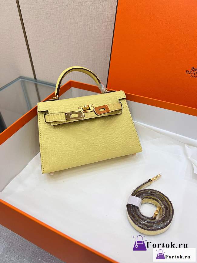 Fortok Hermes Kelly Mini Bag Yellow 19cm - 1