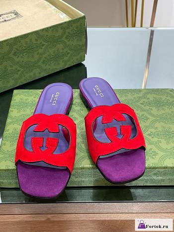 Fortok Gucci Leather Sandals Purple/Red