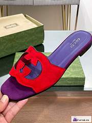 Fortok Gucci Leather Sandals Purple/Red - 5
