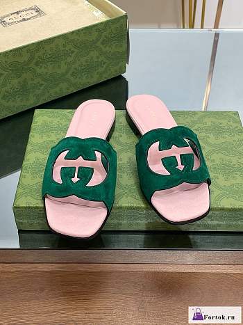 Fortok Gucci Leather Sandals Pink/Green