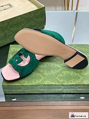 Fortok Gucci Leather Sandals Pink/Green - 6