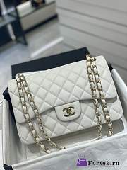 Fortok Chanel Classic Flap Bag White 30cm - 1