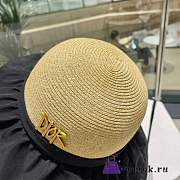 Fortok Dior Linen Stitching Straw Hat - 4