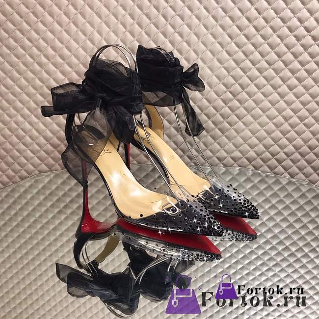 Fortok Christian Louboutin Miragirl Miragirl Ankle-Wrap Red Sole Pumps Black - 1