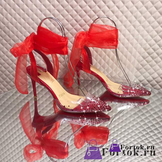 Fortok Christian Louboutin Miragirl Miragirl Ankle-Wrap Red Sole Pumps Red - 1