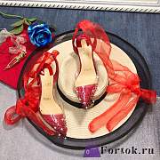 Fortok Christian Louboutin Miragirl Miragirl Ankle-Wrap Red Sole Pumps Red - 3