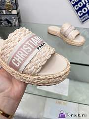 Fortok Jute-Colored Embroidered Raffia and Cotton Pink - 4