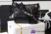Fortok Chanel Gabrielle Hobo Bag Black Calfskin Logo Handle Strap - 1