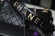 Fortok Chanel Gabrielle Hobo Bag Black Calfskin Logo Handle Strap - 3