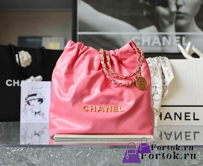 Fortok Chanel 22s Hobo Bag Pink Gold Buckle 35x37x7cm - 1