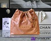 Fortok Chanel 22s Hobo Bag Brown Gold Buckle 35x37x7cm - 1