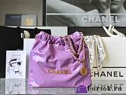 Fortok Chanel 22s Hobo Bag Purple Gold Buckle 35x37x7cm - 1