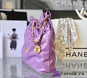 Fortok Chanel 22s Hobo Bag Purple Gold Buckle 35x37x7cm - 3