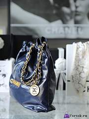 Fortok Chanel 22s Hobo Bag Dark Blue Gold Buckle 35x37x7cm - 5
