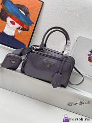 Fortok Prada Antique Nappa Leather Multi-pocket Top Handle Bag Purple - 1