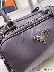 Fortok Prada Antique Nappa Leather Multi-pocket Top Handle Bag Purple - 3