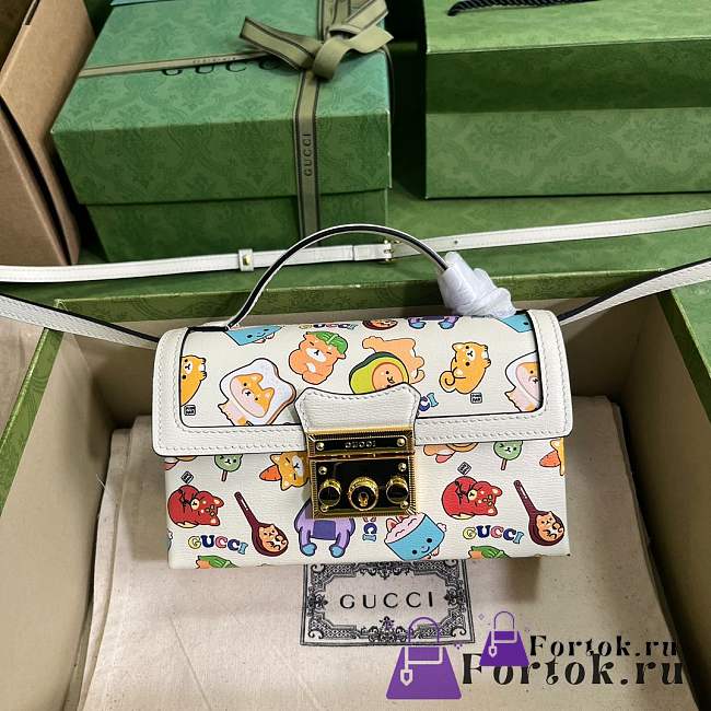 Fortok Gucci Padlock Gucci Animal Print Mini Bag White - 1