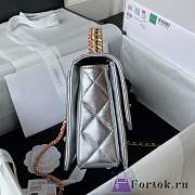 Fortok Chanel Flap Bag Silver With Top Handle 22x16x9cm - 6
