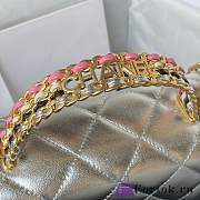 Fortok Chanel Flap Bag Silver With Top Handle 22x16x9cm - 2
