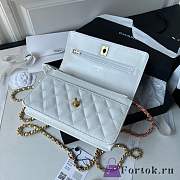 Fortok Chanel Flap Bag White With Top Handle 12.3x19.2x3.5cm - 6