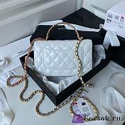 Fortok Chanel Flap Bag White With Top Handle 12.3x19.2x3.5cm - 2