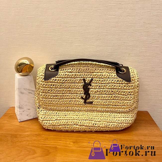 Fortok Saint Laurent Niki Medium Raffia Shoulder Bag 4988948 - 1