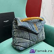 Fortok Saint Laurent Loulou Puffer Bag Denim 577476 28x11x18cm - 5