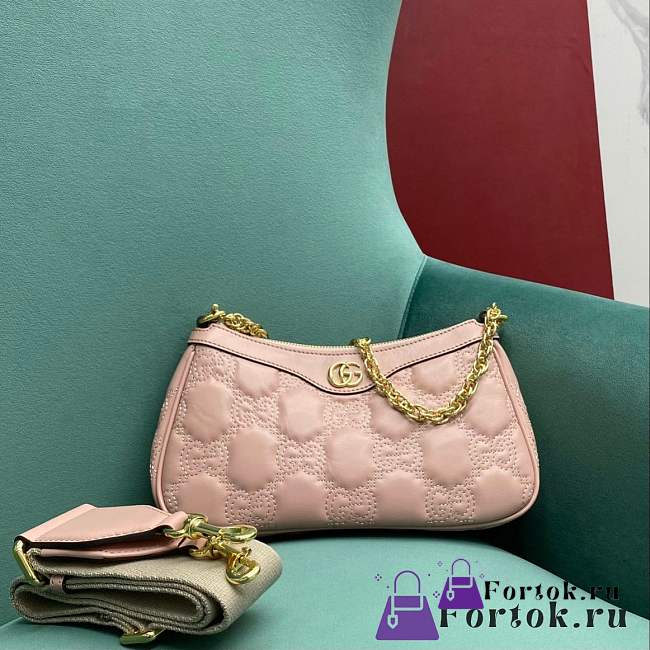 Fortok Gucci Matelassé Bag Pink 735049 25x15x6.5cm - 1