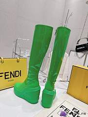 Fortok Fendi Leather Logo Boots Green - 6