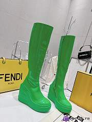 Fortok Fendi Leather Logo Boots Green - 4