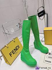 Fortok Fendi Leather Logo Boots Green - 3