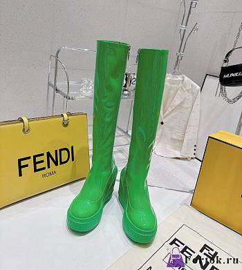 Fortok Fendi Leather Logo Boots Green