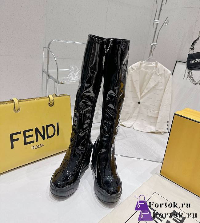 Fortok Fendi Leather Logo Boots Black - 1