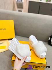 Fortok Fendi Fashion Show White Mink Slides - 6