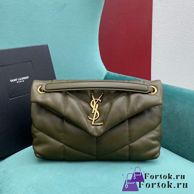 Fortok Saint Laurent Loulou Puffer Bag Green 577476 28x11x18cm - 1