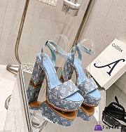 Fortok Louis Vuitton Platform Chunky Heel Sandals Blue - 1