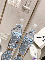Fortok Louis Vuitton Platform Chunky Heel Sandals Blue - 4