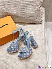 Fortok Louis Vuitton Platform Chunky Heel Sandals Blue - 6
