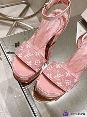 Fortok Louis Vuitton Platform Chunky Heel Sandals Pink - 2