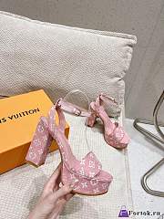 Fortok Louis Vuitton Platform Chunky Heel Sandals Pink - 3